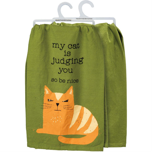 Cat Is Judging Kitchen Towel