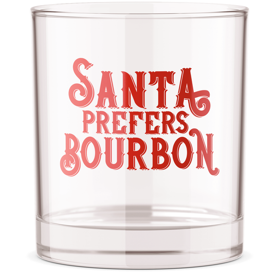 Santa Prefers Bourbon Bourbon Whiskey Rocks Glass