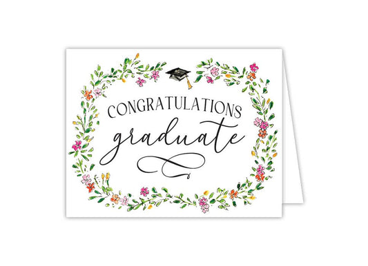 Congratulations Graduate Floral Border Greeting Card