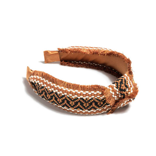 Knotted Fringe Headband- Rust