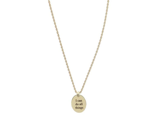 Shiny Gold Oval Plate with “I can do all things” Necklace