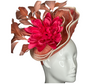 Peach Feather and Pink Floral Fascinator Hat