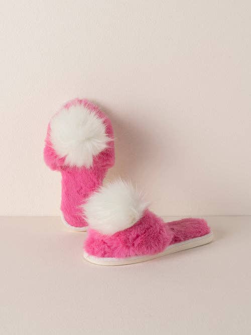 Amor Magenta Fuzzy Slippers