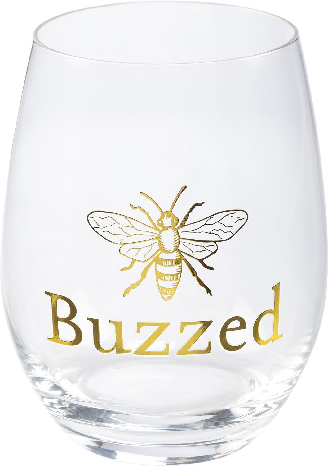 Gold Buzzed Bee Stemless Wine Glass