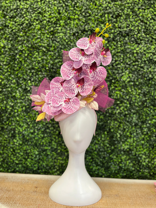 Handmade Orchid with Crinoline Fascinator Hat