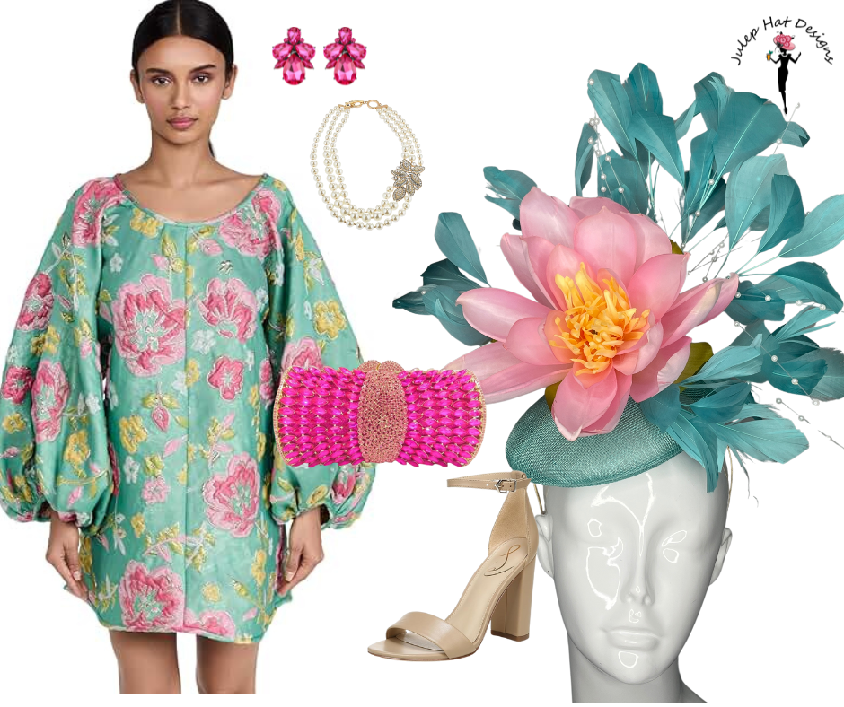 Blossom Breeze: Teal & Pink Lotus Fascinator