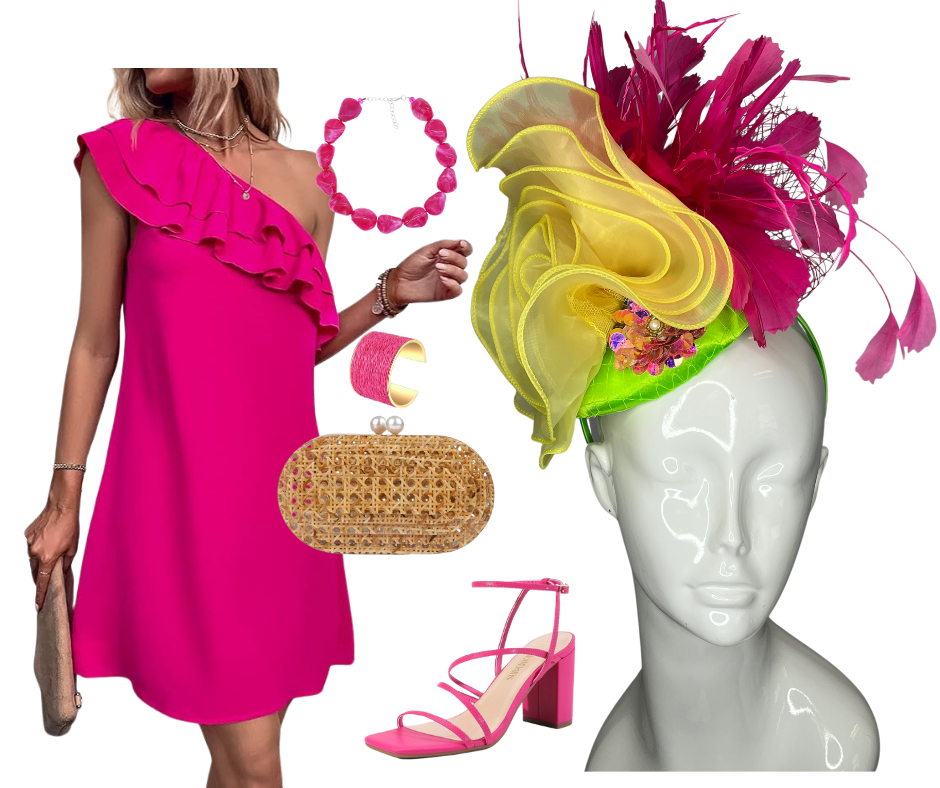 Lime, Hot Pink and Yellow Fascinator Hat