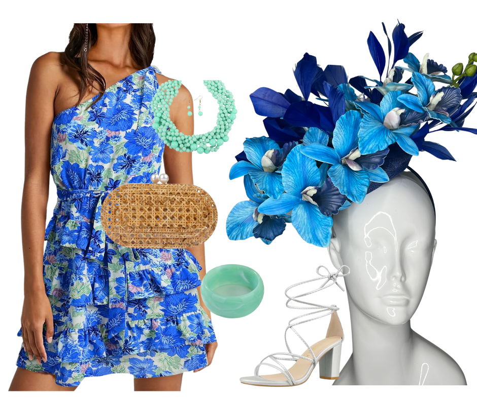 Royal Blue Orchid Fascinator – Elegant Derby & Special Event Headpiece