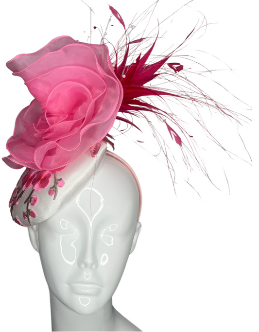 Rose Radiance: Handcrafted Pink Floral Fascinator