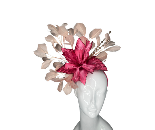 Elegant Pink Floral Fascinator – Derby Hat, Wedding Headpiece, Tea Party Hat