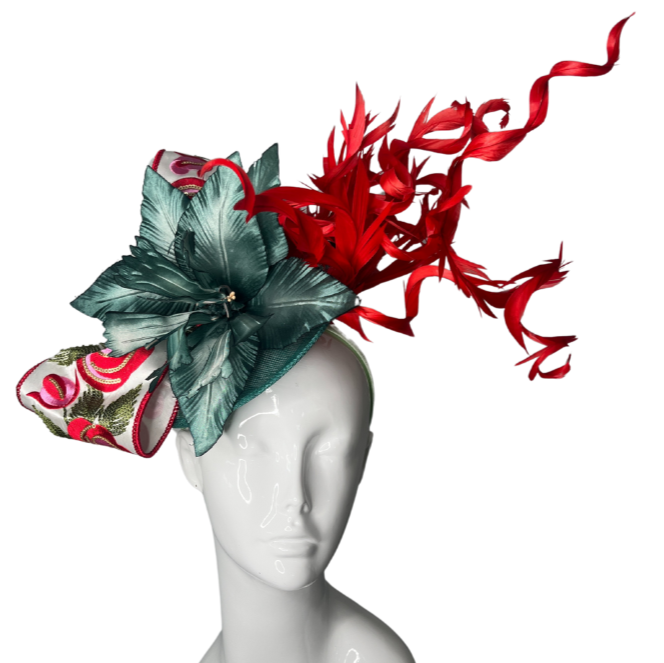 Red & Green Kentucky Derby Fascinator