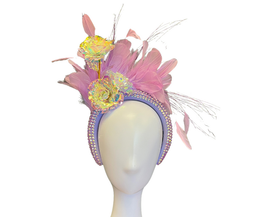 Lavender Feathers  Iridescent Fascinator Hat