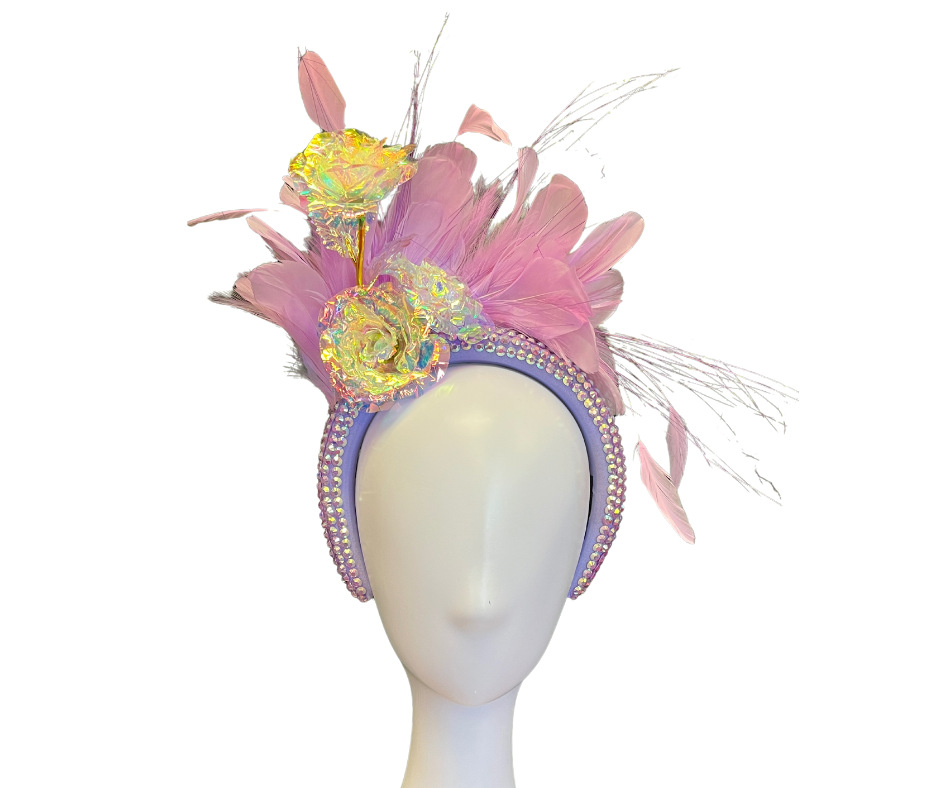 Lavender Feathers  Iridescent Fascinator Hat