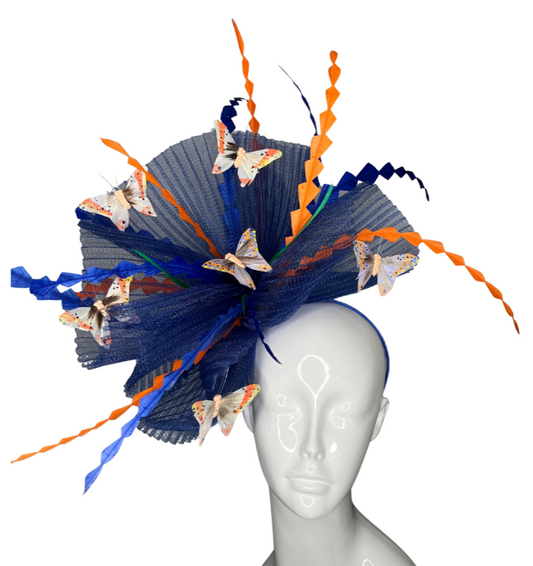 Midnight Flutter & Tangerine Twist Fascinator