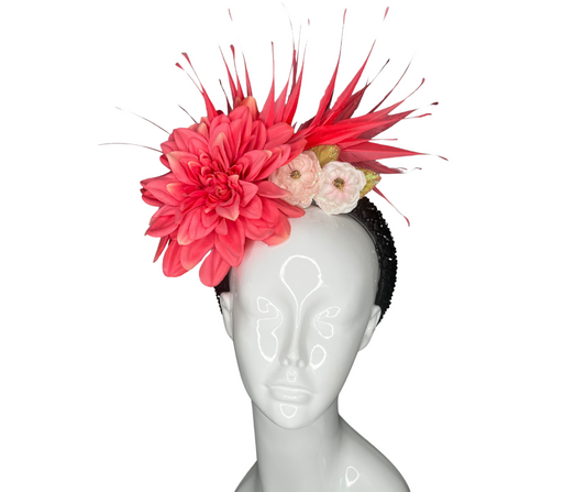 Elegant Floral Fascinator with Vibrant Feathers