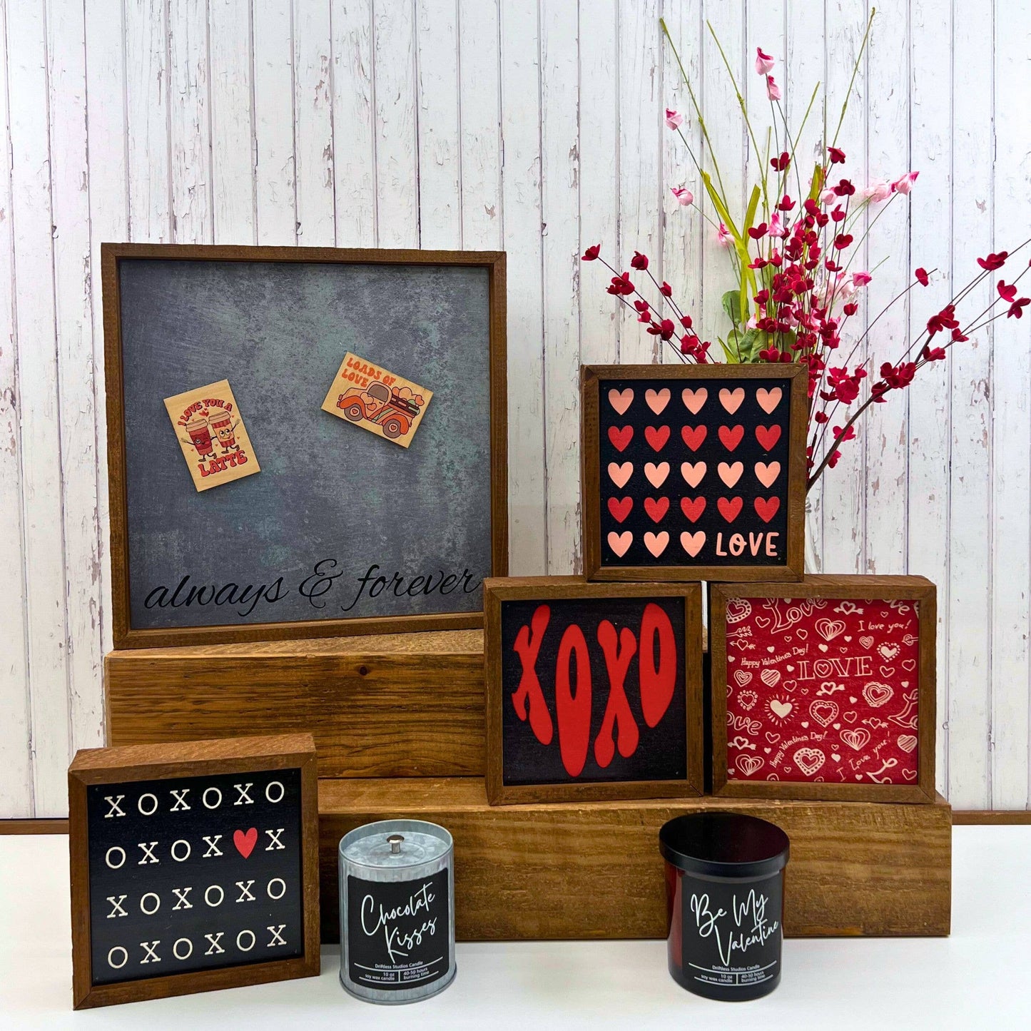 6 x 6 Love "Hearts" Valentines Day Wood Sign