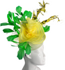 Elegant Yellow Rose Bright Green Feathers Fascinator