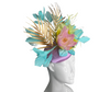 Tropical Elegance Fascinator  Pastel Floral and Gold Accent Headpiece