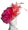 Fluttering Elegance Hot Pink and Coral Feather and Butterfly Fascinator