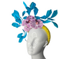 Vibrant Orchid & Blue Feather Fascinator – Derby Hat, Wedding Headpiece, Tea Party Hat