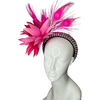 Pink Jeweled Headband with Pink Feathers Fascinator Hat