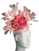 Blush Pink Floral Fascinator  Elegant Statement Hat with Feathers and Bloom