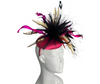 Elegant Pink & Black Feather Fascinator – Derby Hat, Wedding Headpiece, Tea Party Hat