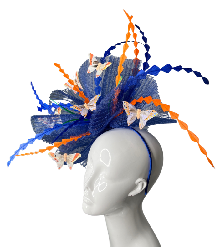 Midnight Flutter & Tangerine Twist Fascinator