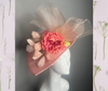 Blushing Bloom" Coral and Blush Sinamay Fascinator