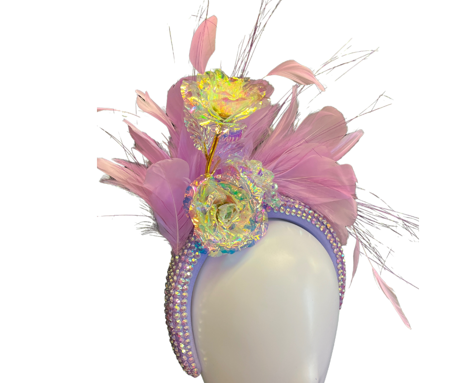 Lavender Feathers  Iridescent Fascinator Hat