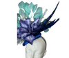 Blue and Mint with Silver  Fascinator Hat