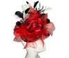 Red Rose with Black and White with Gold Fascinator Hat