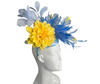 Royal Blue Feathers and Yellow Floral Fascinator Hat