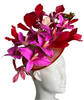 Bold Red and Pink Orchid Fascinator  Statement Floral Headpiece for Derby and Special Events