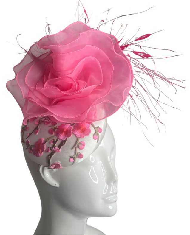 Rose Radiance: Handcrafted Pink Floral Fascinator