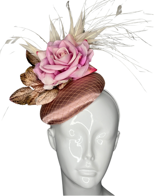 Rosé Blush  Elegance Feather Fascinator