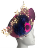 Midnight Bloom Fuchsia and Navy Fascinator with Gold Accents