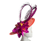 Vibrant Coral & Fuchsia Feather Fascinator Statement Headpiece for Elegant Events