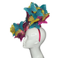 Turquoise, Yellow, and Hot Pink Glitter Butterfly Fascinator Hat