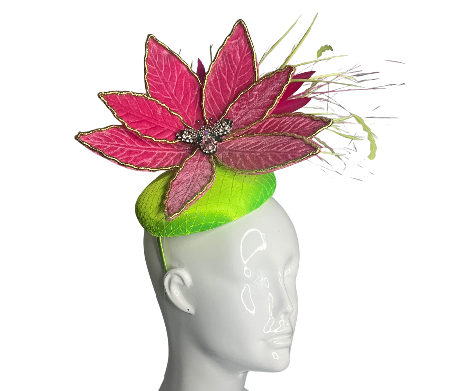 Lime Green and Hot Pink Fascinator Hat