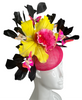 Bold Orchid & Butterfly Fascinator  Pink and Yellow Statement Hat