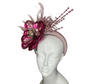 Magenta Flower, Pink Feathers and Pink Glitter Headband Fascinator