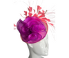 Bold Purple & Coral Fascinator – Derby Hat, Wedding Headpiece, Tea Party Hat