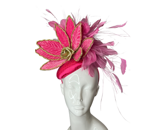 Hot Pink and Gold Fascinator Hat