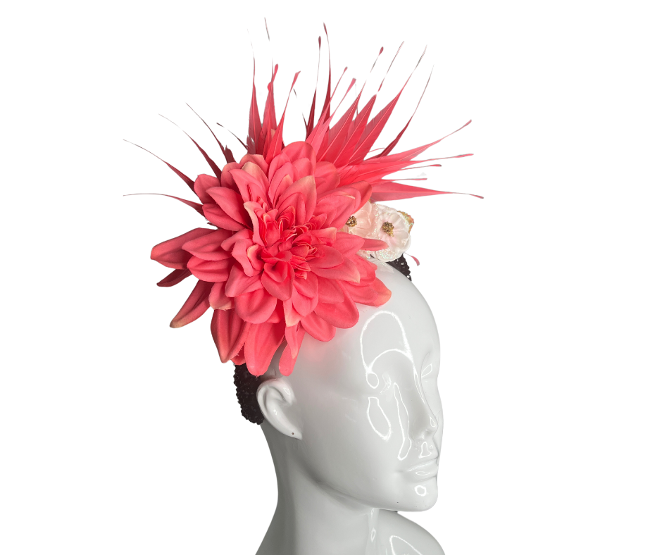 Elegant Floral Fascinator with Vibrant Feathers