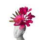 Hot Pink Feathers  Pink/Orange Floral Gold Embellishment Fascinator Hat