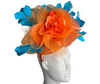 Bold Orange and Teal Fascinator  Statement Headpiece for Derby, Weddings and Special Events