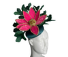 Enchanted Bloom Fascinator Emerald and Hot Pink Floral Statement Hat