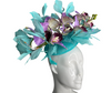 Elegant Teal and Purple Orchid Fascinator Floral Headpiece for Derby, Weddings  Special Events