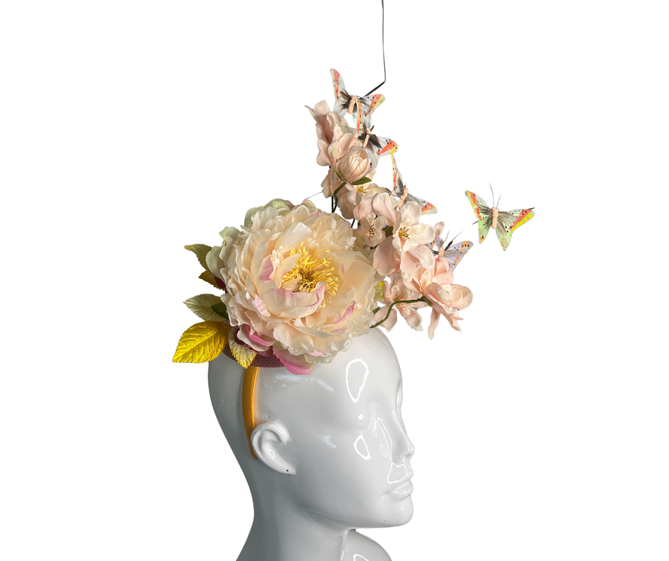 Flutter Blossom Floral and Feather Fascinator